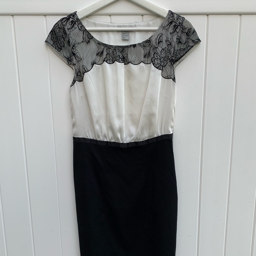 H&M - Black & White Dress with Lace - Size 6